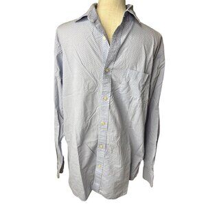 Banana Republic Mens Slim Fit Button-Up Shirt Polka Dot Pattern White/Blue L